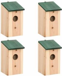  Căsuțe de păsări, 4 buc. , 12x12x22 cm, lemn (41012)