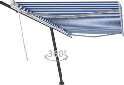 vidaXL Copertină autonomă retractabilă manual, albastru/alb, 500x300cm (3069776)