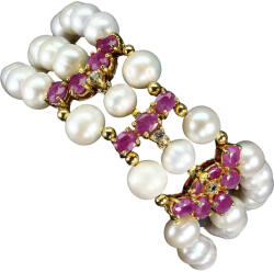 Frumoasa Venetiana Bratara argint perle rubin (C2490)