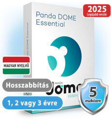 Panda Dome Essential HUN 5 Eszköz 1 év online vírusirtó szoftver (hosszabbítás) (W01YPDE0E05_hosszabbitas) - virusirto-szoftverek
