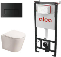 Fluminia Set complet vas WC suspendat, Fluminia, Clementina Alb, cu rezervor Alca si clapeta neagra (AM101+M578+G5330WH)