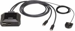 ATEN KVM превключвател, ATEN US3312, 2-портов, 4K, DisplayPort, USB-C (ATEN-US3312-AT) - Allstore