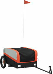 vidaXL fekete-narancssárga vas kerékpár-utánfutó 30 kg 94033