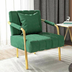 BeComfort bársony hatású fotel zöld 55x58x72cm FUR-1654-1 (FUR-1654-1)