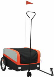 vidaXL fekete-narancssárga vas kerékpár-utánfutó 45 kg 94068