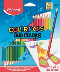 Maped Színes ceruza készlet, háromszögletű, kétvégű, MAPED "Color'Peps Duo", 48 különböző szín (IMA829602) (IMA829602)