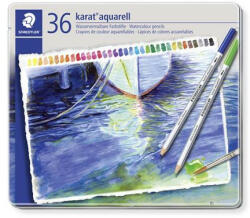 STAEDTLER Akvarell ceruza készlet, hatszögletű, fém doboz, STAEDTLER "Karat® aquarell 125", 36 különböző szín (TS125M36) (TS125M36)