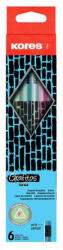 Kores Grafitceruza radírral, HB, háromszögletű, KORES "Style Cracked", vegyes metál színek (IK92813) (IK92813)