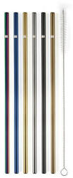G21 BeEco Classic fém szívószálak 6 db színes, egyenes + tisztító kefe (GMB2002CL6)