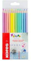 Kores Színes ceruza készlet, háromszögletű, KORES "Kolores Pastel", 12 pasztell szín (IK93311) (IK93311)