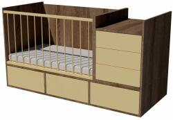  Gina Duo 4in1 baba kombi kiságy 120×70 cm - Sötét sonoma/bézs