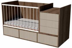 Kinder Mobel Gina Duo 4in1 baba kombi kiságy 120×70 cm - Sötét sonoma/bodega (fehér nyír)