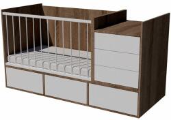  Gina Duo 4in1 baba kombi kiságy 120×70 cm - Sötét sonoma/fehér