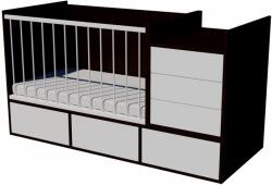  Gina Duo 4in1 baba kombi kiságy 120×70 cm - Wenge/fehér