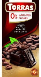 TORRAS , Kávés étcsokoládé, hozzáadott cukor nélkül, gluténmentes, vegán, 75g