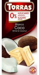 TORRAS , Kókuszos fehércsokoládé, hozzáadott cukor nélkül, gluténmentes, 75g