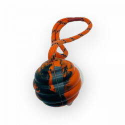 Csavart gumilabda kötéllel - 40cm - narancs+fekete - tenyesztoitap