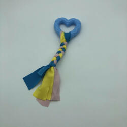 Gumi kutyajáték szív 7, 5cm - textil fonattal - kék - tenyesztoitap