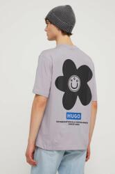 Hugo Blue pamut póló lila, férfi, nyomott mintás - lila M - answear - 18 390 Ft