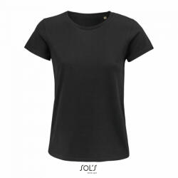SOL'S Női CRUSADER organikus pamutból készült rövid ujjú póló , SOL'S SO03581, Deep Black-L (so03581dbl-l)