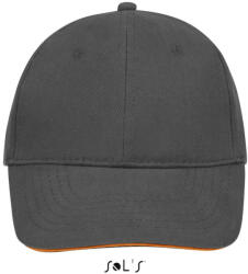 Sol'S Uniszex vastag 6 paneles pamut baseball sapka, SOL'S SO88100, Dark Grey/Orange-U (so88100dg-or-u)