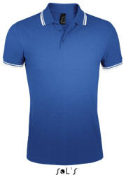 SOL'S PASADENA férfi galléros póló kontrasztos csíkokkal, SOL'S SO00577, Royal Blue/White-S (so00577ro-wh-s)