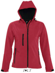 SOL'S Női REPLAY kapucnis cipzáras softshell dzseki, SOL'S SO46802, Pepper Red-S (so46802pre-s)
