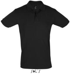 SOL'S Férfi PERFECT két gombos rövid ujjú galléros piké pamut póló, SOL'S SO11346, Black-XL (so11346bl-xl)