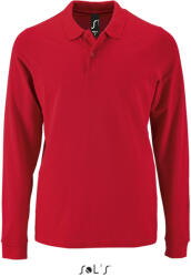 SOL'S Férfi PERFECT hosszú ujjú galléros piké póló, SOL'S SO02087, Red-XL (so02087re-xl)