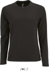 SOL'S Női IMPERIAL hosszú ujjú környakas pamut póló, SOL'S SO02075, Deep Black-XL (so02075dbl-xl)