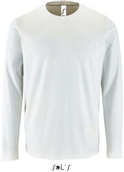 SOL'S Férfi IMPERIAL hosszú ujjú környakas pamut póló, SOL'S SO02074, White-S (so02074wh-s)