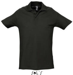 SOL'S Férfi WINTER II rövid ujjú három gombos galléros pamut piké póló, SOL'S SO11362, Black-XL (so11362bl-xl)