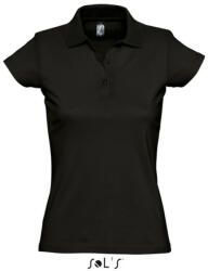 SOL'S Női PRESCOTT rövid ujjú galléros pamut piké póló, SOL'S SO11376, Deep Black-XL (so11376dbl-xl)