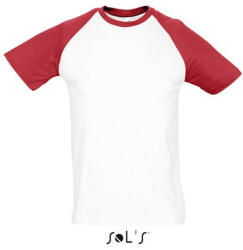 SOL'S Férfi FUNKY raglános kétszínű rövid ujjú póló, SOL'S SO11190, White/Red-L (so11190whr-l)