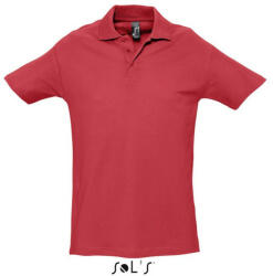 SOL'S Férfi WINTER II rövid ujjú három gombos galléros pamut piké póló, SOL'S SO11362, Red-4XL (so11362re-4xl)