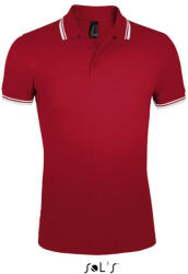 SOL'S PASADENA férfi galléros póló kontrasztos csíkokkal, SOL'S SO00577, Red/White-2XL (so00577re-wh-2xl)