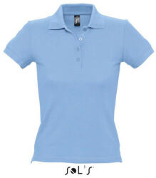 SOL'S Női PEOPLE rövid ujjú galléros pamut póló, SOL'S SO11310, Sky Blue-S (so11310sb-s)
