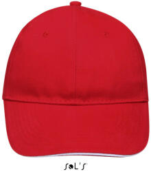 Sol'S Uniszex vastag 6 paneles pamut baseball sapka, SOL'S SO88100, Red/White-U (so88100re-wh-u)