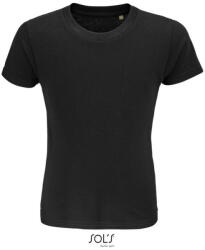 SOL'S Gyerek CRUSADER környakas rövid ujjú pamut póló, SOL'S SO03580, Deep Black-8A (so03580dbl-8a)