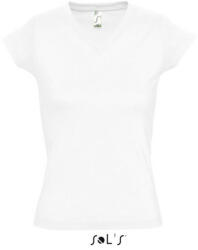 SOL'S Női MOON V-nyakú rövid ujjú pamut póló, SOL'S SO11388, White-XL (so11388wh-xl)