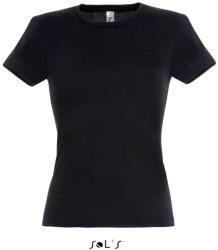SOL'S Női MISS kereknyakú rövid ujjú pamut póló, SOL'S SO11386, Deep Black-M (so11386dbl-m)