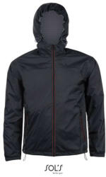 SOL'S Uniszex kapucnis bélelt széldzseki, SOL'S SO01171, Black/Dark Grey-S (so01171bl-dg-s)