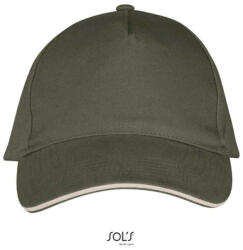 Sol'S Uniszex pamut 5 paneles baseball sapka, SOL'S SO00594, Army/Beige-U (so00594ar-be-u)