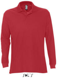 SOL'S Férfi STAR hosszú ujjú galléros pamut póló, SOL'S SO11328, Red-XL (so11328re-xl)