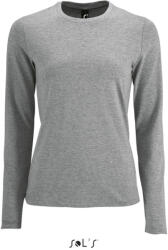 SOL'S Női IMPERIAL hosszú ujjú környakas pamut póló, SOL'S SO02075, Grey Melange-S (so02075gm-s)