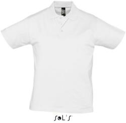 SOL'S Férfi PRESCOTT rövid ujjú galléros pamut piké póló, SOL'S SO11377, White-L (so11377wh-l)