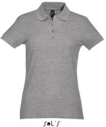 SOL'S Női PASSION négy gombos rövid ujjú galléros pamut póló, SOL'S SO11338, Grey Melange-L (so11338gm-l)