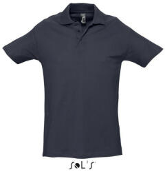 SOL'S Férfi WINTER II rövid ujjú három gombos galléros pamut piké póló, SOL'S SO11362, Navy-L (so11362nv-l)