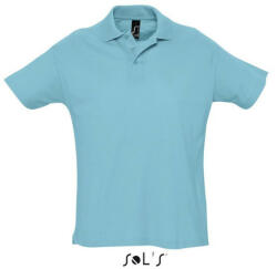 SOL'S Férfi SUMMER II rövid ujjú galléros piké pamut póló, SOL'S SO11342, Atoll Blue-S (so11342ab-s)