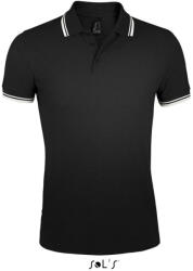 SOL'S PASADENA férfi galléros póló kontrasztos csíkokkal, SOL'S SO00577, Black/White-2XL (so00577bl-wh-2xl)